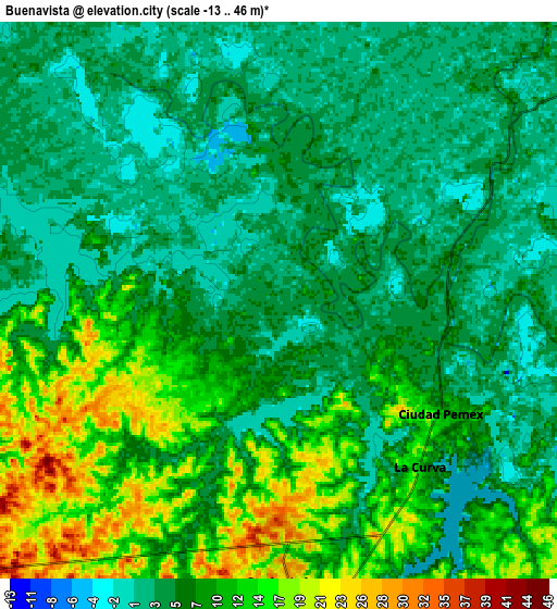 Zoom OUT 2x Buenavista, Mexico elevation map