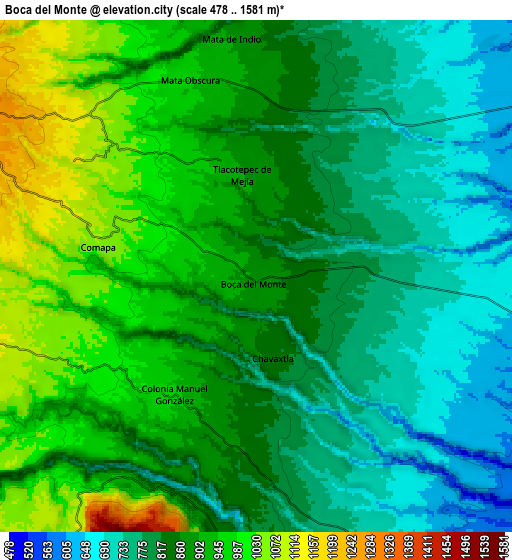 Zoom OUT 2x Boca del Monte, Mexico elevation map