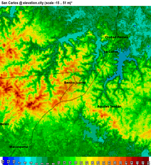 Zoom OUT 2x San Carlos, Mexico elevation map