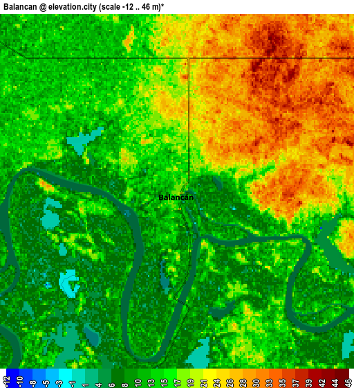 Zoom OUT 2x Balancán, Mexico elevation map