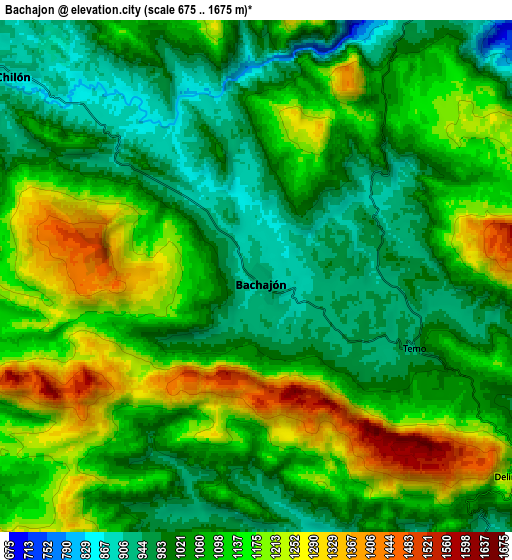 Zoom OUT 2x Bachajón, Mexico elevation map