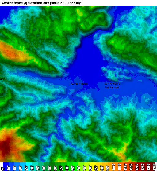 Zoom OUT 2x Ayotzintepec, Mexico elevation map