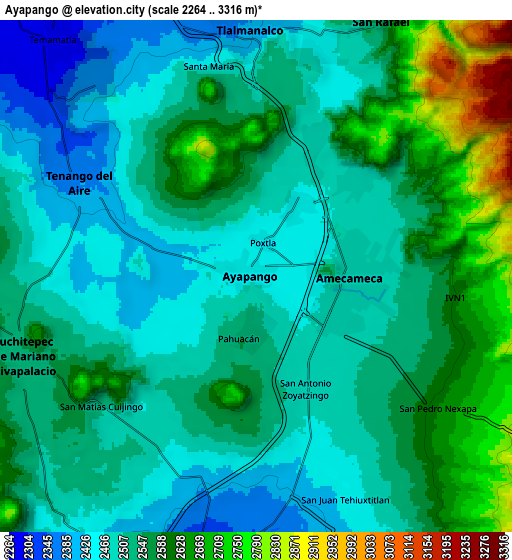 Zoom OUT 2x Ayapango, Mexico elevation map
