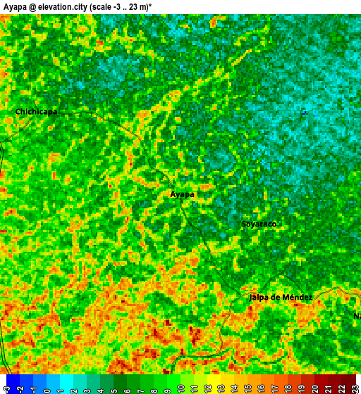 Zoom OUT 2x Ayapa, Mexico elevation map