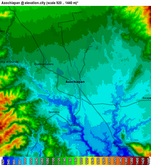 Zoom OUT 2x Axochiapan, Mexico elevation map
