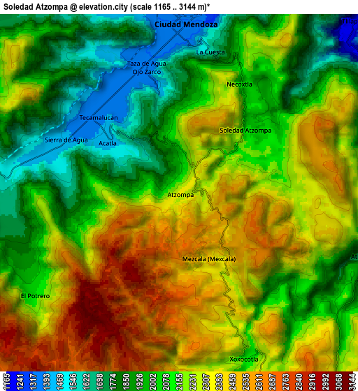 Zoom OUT 2x Soledad Atzompa, Mexico elevation map