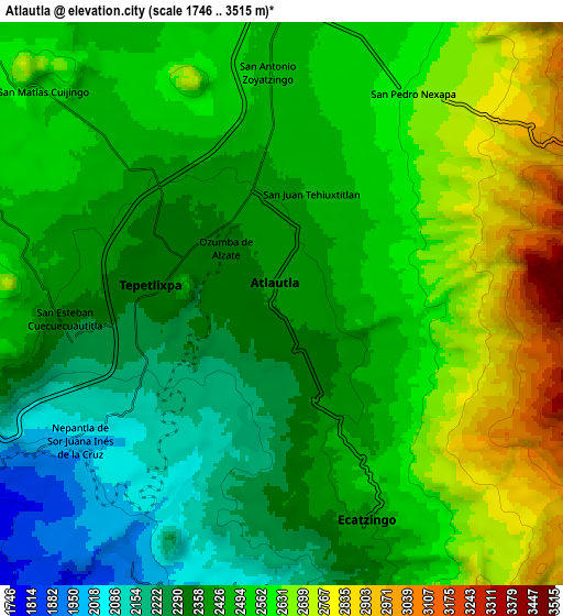 Zoom OUT 2x Atlautla, Mexico elevation map
