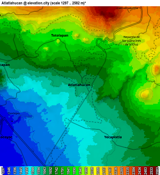 Zoom OUT 2x Atlatlahucan, Mexico elevation map