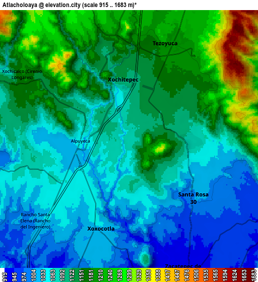 Zoom OUT 2x Atlacholoaya, Mexico elevation map