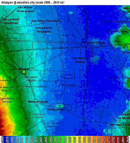 Zoom OUT 2x Atizapán, Mexico elevation map