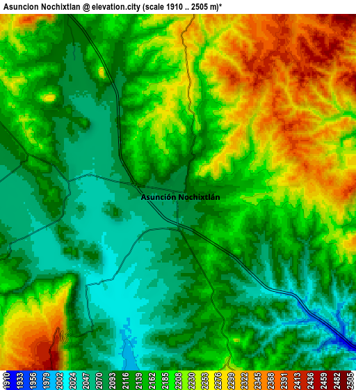 Zoom OUT 2x Asunción Nochixtlán, Mexico elevation map