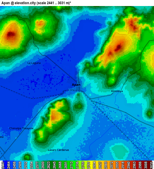 Zoom OUT 2x Apan, Mexico elevation map