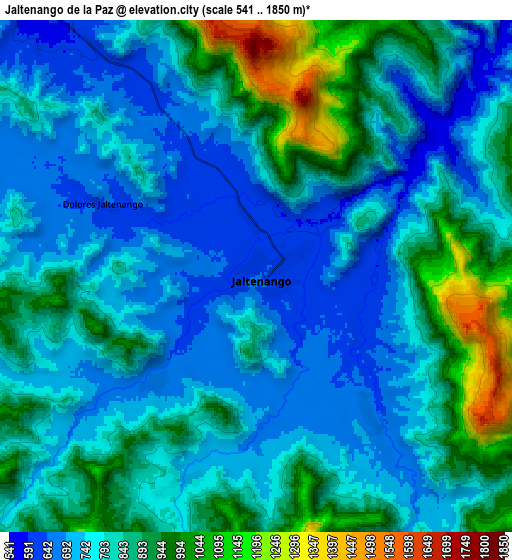 Zoom OUT 2x Jaltenango de la Paz, Mexico elevation map