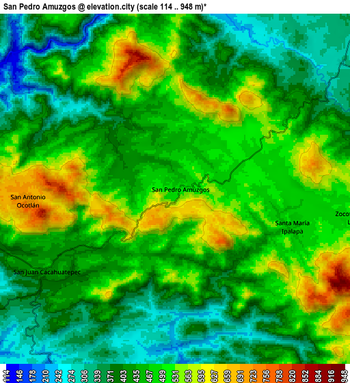 Zoom OUT 2x San Pedro Amuzgos, Mexico elevation map