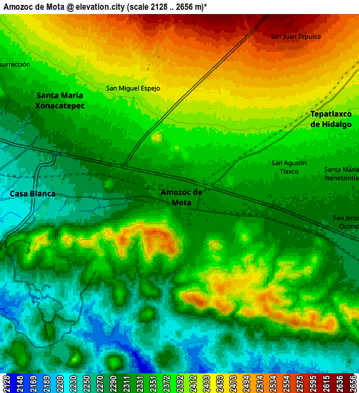 Zoom OUT 2x Amozoc de Mota, Mexico elevation map