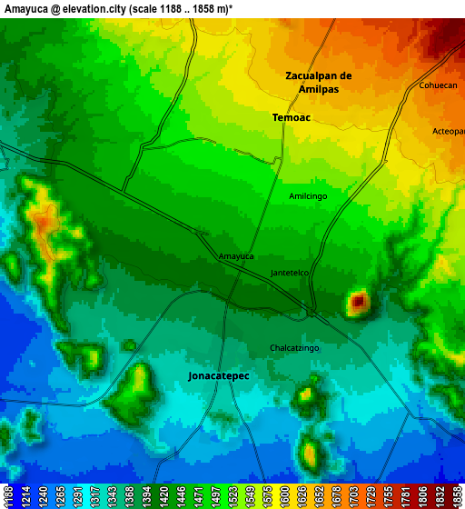 Zoom OUT 2x Amayuca, Mexico elevation map