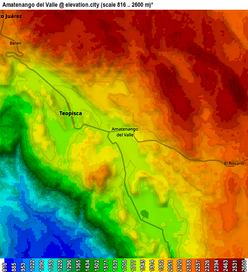 Zoom OUT 2x Amatenango del Valle, Mexico elevation map