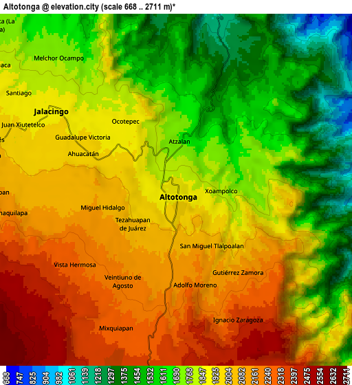 Zoom OUT 2x Altotonga, Mexico elevation map