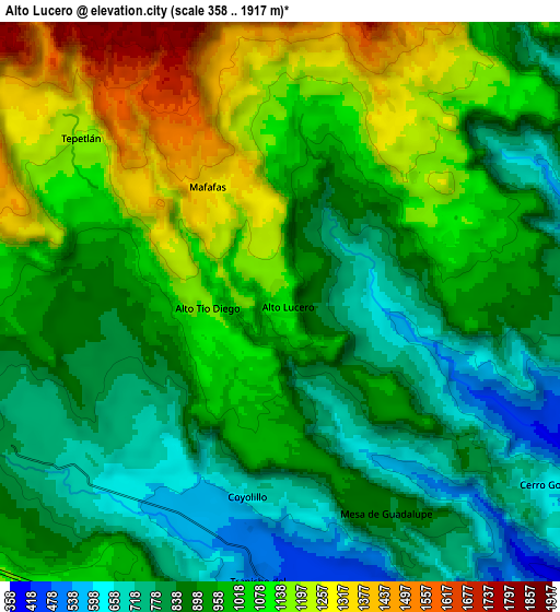 Zoom OUT 2x Alto Lucero, Mexico elevation map