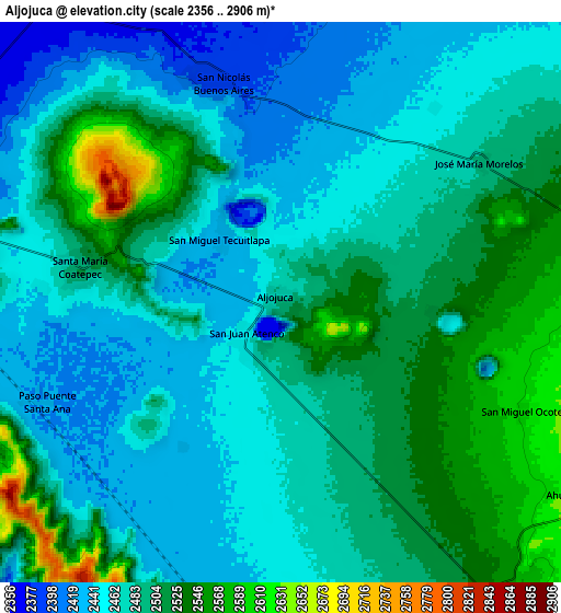 Zoom OUT 2x Aljojuca, Mexico elevation map