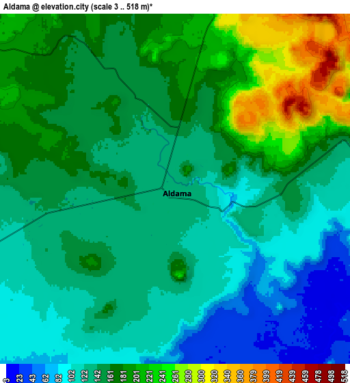 Zoom OUT 2x Aldama, Mexico elevation map