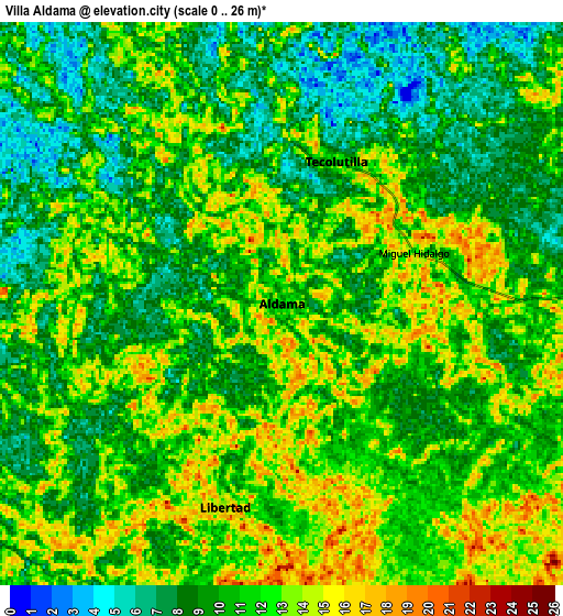 Zoom OUT 2x Villa Aldama, Mexico elevation map