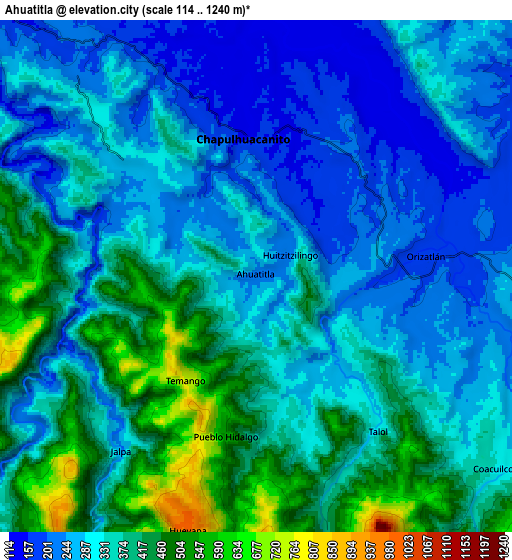 Zoom OUT 2x Ahuatitla, Mexico elevation map