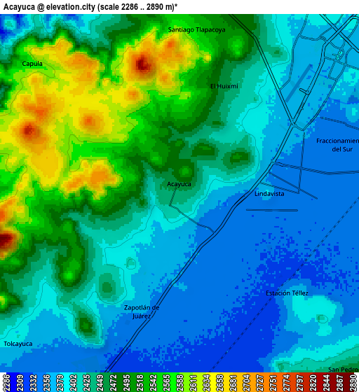 Zoom OUT 2x Acayuca, Mexico elevation map