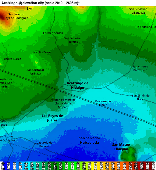 Zoom OUT 2x Acatzingo, Mexico elevation map