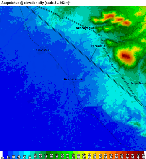 Zoom OUT 2x Acapetahua, Mexico elevation map