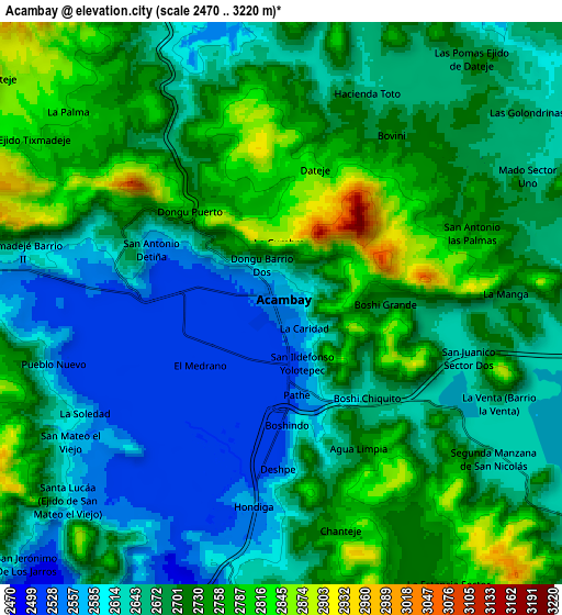 Zoom OUT 2x Acambay, Mexico elevation map