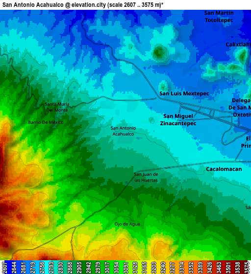 Zoom OUT 2x San Antonio Acahualco, Mexico elevation map