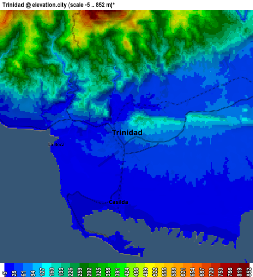 Zoom OUT 2x Trinidad, Cuba elevation map