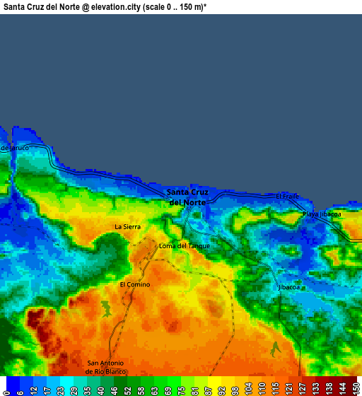 Zoom OUT 2x Santa Cruz del Norte, Cuba elevation map