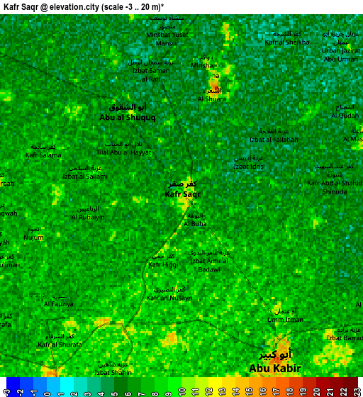 Zoom OUT 2x Kafr Şaqr, Egypt elevation map