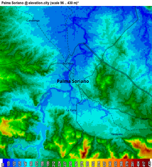 Zoom OUT 2x Palma Soriano, Cuba elevation map