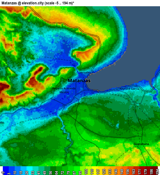 Zoom OUT 2x Matanzas, Cuba elevation map