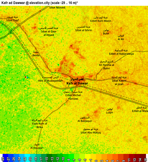 Zoom OUT 2x Kafr ad Dawwār, Egypt elevation map