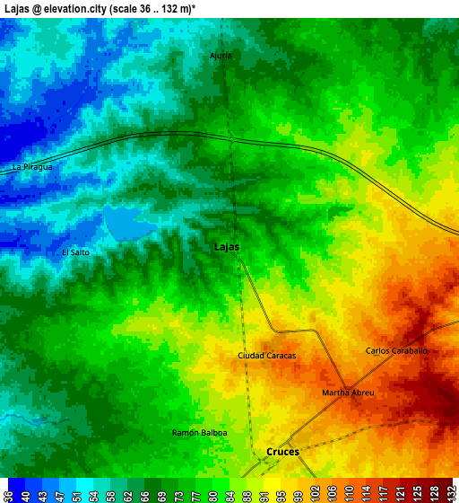 Zoom OUT 2x Lajas, Cuba elevation map