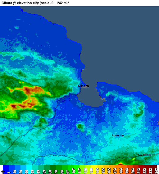 Zoom OUT 2x Gibara, Cuba elevation map