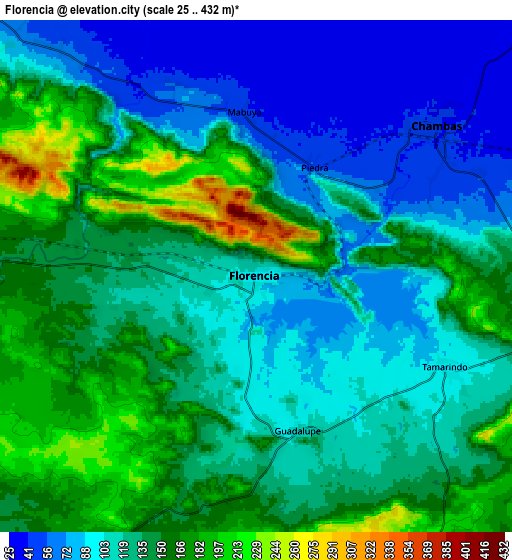 Zoom OUT 2x Florencia, Cuba elevation map