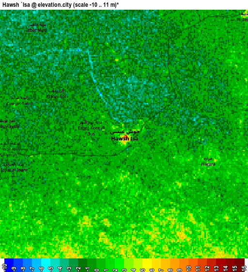 Zoom OUT 2x Ḩawsh ‘Īsá, Egypt elevation map