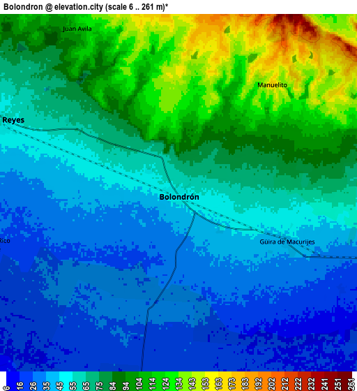 Zoom OUT 2x Bolondrón, Cuba elevation map