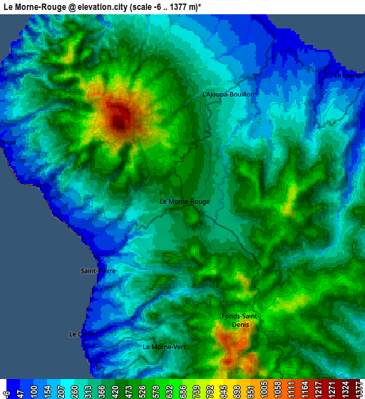 Zoom OUT 2x Le Morne-Rouge, Martinique elevation map