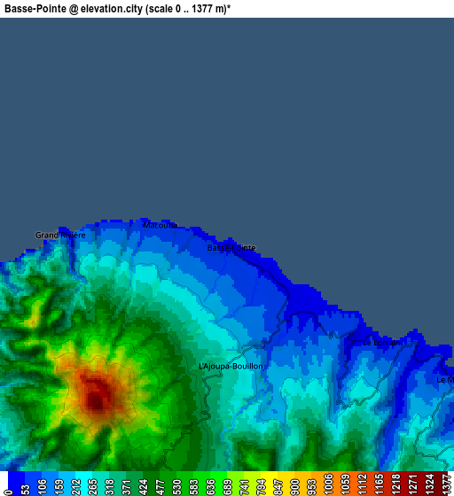 Zoom OUT 2x Basse-Pointe, Martinique elevation map