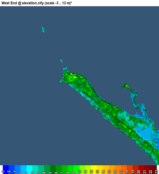 Zoom OUT 2x West End, Bahamas elevation map
