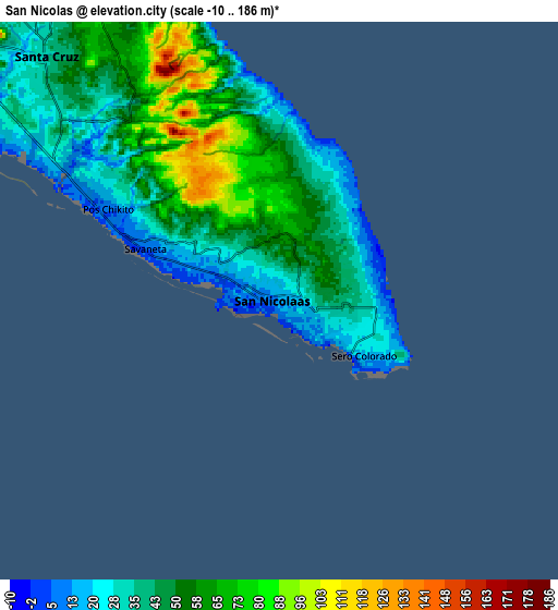 Zoom OUT 2x San Nicolas, Aruba elevation map