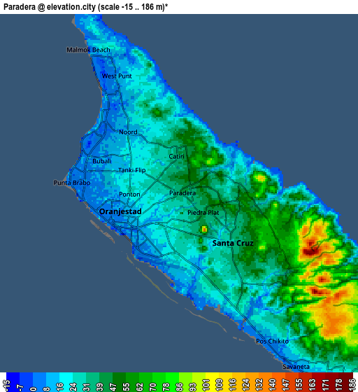 Zoom OUT 2x Paradera, Aruba elevation map