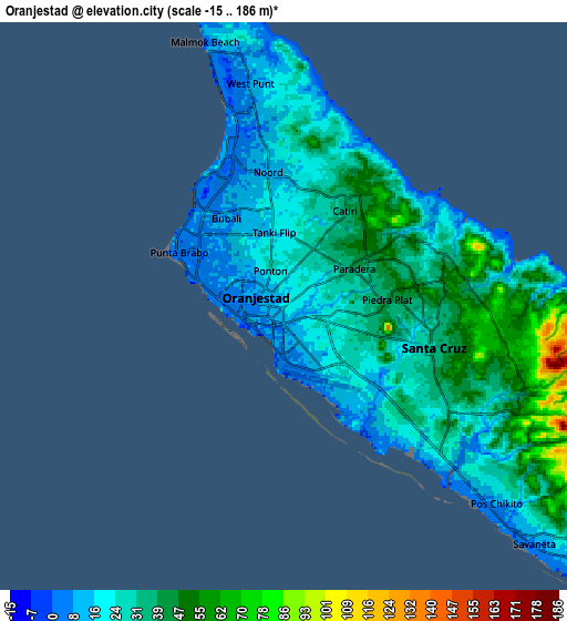 Zoom OUT 2x Oranjestad, Aruba elevation map