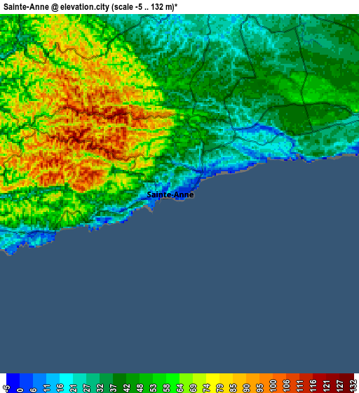 Zoom OUT 2x Sainte-Anne, Guadeloupe elevation map